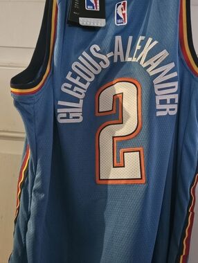 NBA Shai Gilgeous-Alexander #2 Sky Blue Jersey with White and Orange Accents